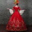 Vintage / Retro Medieval Red Ball Gown Prom Dresses 2021 Long Sleeve Zipper Up Square Neckline Floor-Length / Long 3D Lace Embroidered Lace Satin Cosplay Prom Formal Dresses