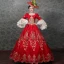 Vintage / Retro Medieval Red Ball Gown Prom Dresses 2021 Long Sleeve Zipper Up Square Neckline Floor-Length / Long 3D Lace Embroidered Lace Satin Cosplay Prom Formal Dresses
