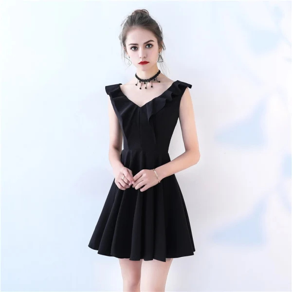 simple formal dresses short Simple A-Line Satin Black Short Prom Dress, Black Homecoming Dress – toptby