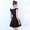 Modest / Simple Formal Dresses 2017 Party Dresses Black Short A-Line / Princess Cascading Ruffles V-Neck Sleeveless