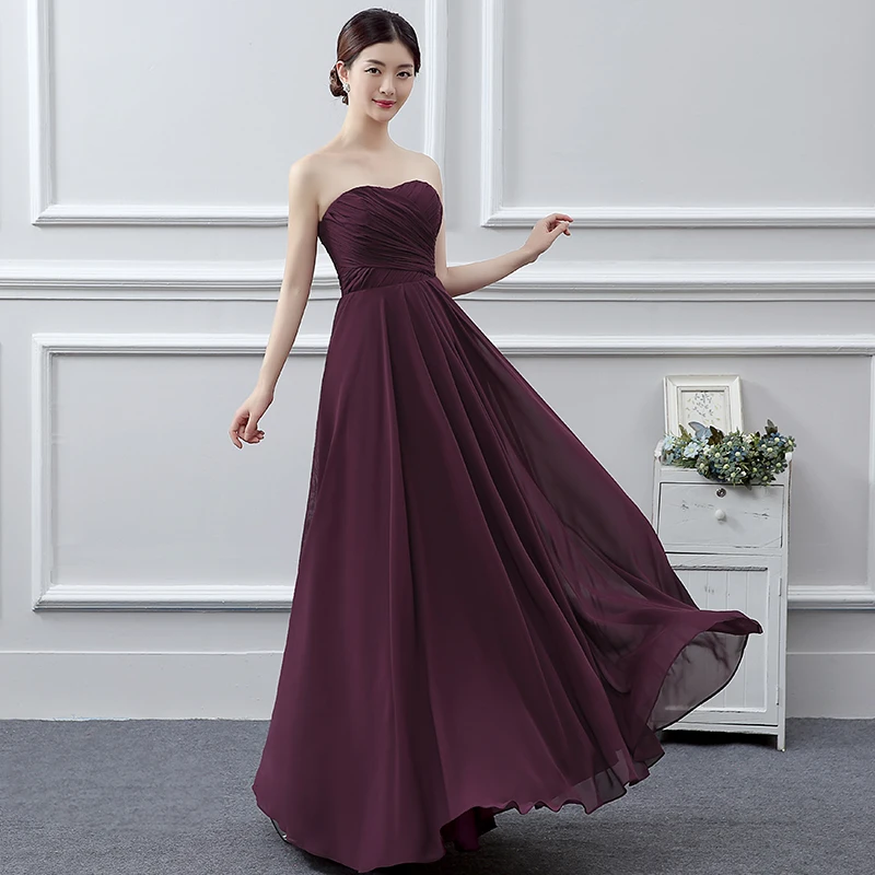 Klassisk Brudepikekjoler 2017 Drue Prinsesse Lange Kjæreste Uten Ermer Ryggløse Kjoler Til Bryllup