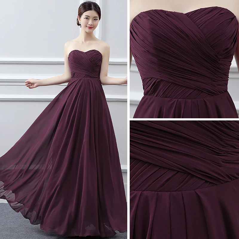 Klassisk Brudepikekjoler 2017 Drue Prinsesse Lange Kjæreste Uten Ermer Ryggløse Kjoler Til Bryllup