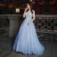 Chic / Beautiful Formal Dresses 2017 Prom Dresses Sky Blue A-Line / Princess Sweep Train V-Neck Sleeveless Backless Sash Appliques Flower Pearl