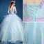 Chic / Beautiful Formal Dresses 2017 Prom Dresses Ball Gown Floor-Length / Long V-Neck Sleeveless Backless Sash Pearl Appliques Flower