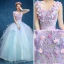 Chic / Beautiful Formal Dresses 2017 Prom Dresses Ball Gown Floor-Length / Long V-Neck Sleeveless Backless Sash Pearl Appliques Flower