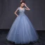 Chic / Beautiful Formal Dresses 2017 Prom Dresses Sky Blue Ball Gown Floor-Length / Long V-Neck Sleeveless Backless Appliques Flower Rhinestone Sequins