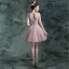 Chic / Beautiful Lavender Cocktail Party Cocktail Dresses 2017 Lace Appliques Flower Rhinestone Pearl Sleeveless V-Neck Backless Short Ball Gown
