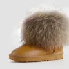 Modern / Fashion Snow Boots 2017 Beige Leather Ankle Casual Winter Flat Womens Boots