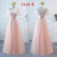 Chic / Beautiful Pearl Pink Bridesmaid Dresses 2018 A-Line / Princess Appliques Lace Bow Sash Floor-Length / Long Ruffle Backless Wedding Party Dresses