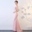 Sexy Rougissant Rose Transparentes Robe De Soirée 2018 Trompette / Sirène V-Cou Sans Manches Appliques Fleur Faux Diamant Perlage Train De Balayage Robe De Ceremonie