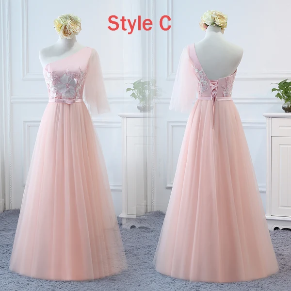 Chic / Beautiful Pearl Pink Bridesmaid Dresses 2018 A-Line / Princess Appliques Lace Bow Sash Floor-Length / Long Ruffle Backless Wedding Party Dresses