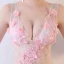 Sexy Rougissant Rose Transparentes Robe De Soirée 2018 Trompette / Sirène V-Cou Sans Manches Appliques Fleur Faux Diamant Perlage Train De Balayage Robe De Ceremonie