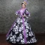 Vintage / Retro Medieval Black Ball Gown Prom Dresses 2021 Long Sleeve Square Neckline Zipper Up Floor-Length / Long Printing Flower Lace Satin Cosplay Prom Formal Dresses