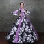 Vintage / Retro Medieval Black Ball Gown Prom Dresses 2021 Long Sleeve Square Neckline Zipper Up Floor-Length / Long Printing Flower Lace Satin Cosplay Prom Formal Dresses