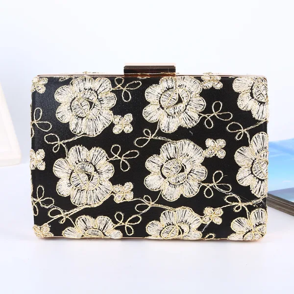 Vintage / Retro Black Cocktail Party Embroidered Clutch Bags 2023