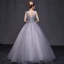 Chic / Beautiful Prom Formal Dresses 2017 Prom Dresses Grey Ball Gown Floor-Length / Long V-Neck Backless Sleeveless Appliques Flower Pearl