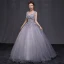 Chic / Beautiful Prom Formal Dresses 2017 Prom Dresses Grey Ball Gown Floor-Length / Long V-Neck Backless Sleeveless Appliques Flower Pearl