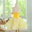 Chic / Belle Jaune Courte de retour Robe De Fête 2024 Robe De Graduation Bustier Sans Manches Dos Nu Tulle
