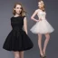 Chic / Beautiful Party Dresses 2017 Champagne Short A-Line / Princess Scoop Neck Sleeveless Lace Appliques Formal Dresses