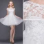 Chic / Beautiful Party Dresses 2017 Champagne Short A-Line / Princess Scoop Neck Sleeveless Lace Appliques Formal Dresses