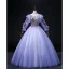 Elegant Lavender Sequins Lace Flower Prom Dresses 2022 Ball Gown Scoop Neck 3/4 Sleeve Backless Floor-Length / Long Formal Dresses