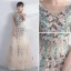 Amazing / Unique Prom Dresses 2017 Champagne A-Line / Princess Floor-Length / Long Scoop Neck Sleeveless Backless Appliques Flower Formal Dresses