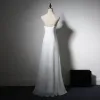 Modest / Simple Evening Dresses  2017 White A-Line / Princess Floor-Length / Long Halter Sleeveless Backless Formal Dresses
