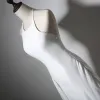 Modest / Simple Evening Dresses  2017 White A-Line / Princess Floor-Length / Long Halter Sleeveless Backless Formal Dresses