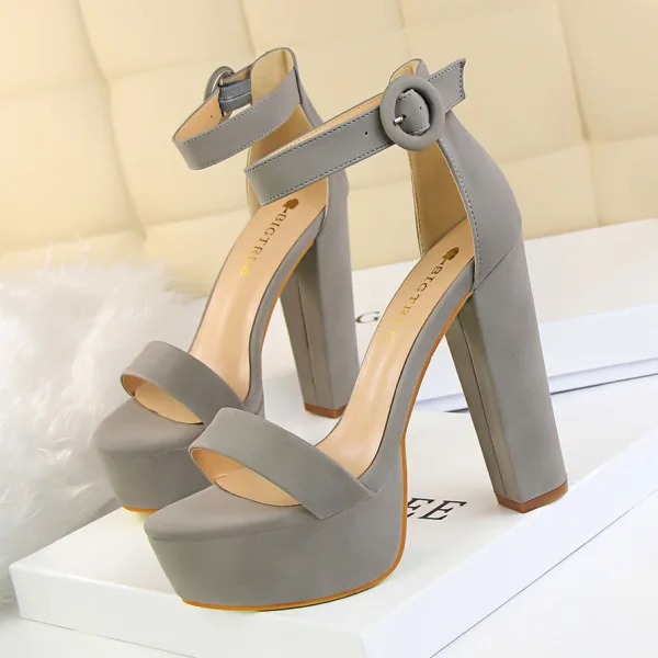 Schöne Rot Cocktail Sandalen Damen 2023 Knöchelriemen 13 cm Thick Heels Peeptoes Sandaletten Hochhackige