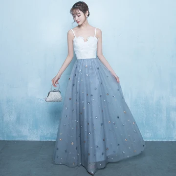 Chic Beautiful Graduation Dresses 2017 Ink Blue A Line Princess Floor Length Long Spaghetti Straps Sleeveless Backless Sequins Appliques Flower Formal Dresses