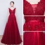 Chic / Belle Robe De Soirée 2017 Noir Princesse Train De Balayage V-Cou Sans Manches Dos Nu Satin Ceinture Perle En Dentelle Appliques Robe De Ceremonie