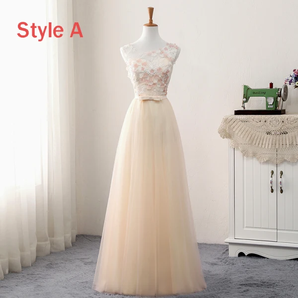 Chic / Beautiful Champagne Bridesmaid Dresses 2018 A-Line / Princess Appliques Flower Bow Sash Floor-Length / Long Ruffle Backless Wedding Party Dresses