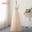 Chic / Beautiful Champagne Bridesmaid Dresses 2018 A-Line / Princess Appliques Flower Bow Sash Floor-Length / Long Ruffle Backless Wedding Party Dresses