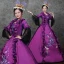 Vintage / Retro Medieval Grape Ball Gown Prom Dresses 2021 Zipper Up Long Sleeve Square Neckline Floor-Length / Long 3D Lace Flower Lace Satin Cosplay Prom Formal Dresses
