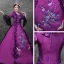 Vintage / Retro Medieval Grape Ball Gown Prom Dresses 2021 Zipper Up Long Sleeve Square Neckline Floor-Length / Long 3D Lace Flower Lace Satin Cosplay Prom Formal Dresses