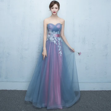Chic Beautiful Prom Dresses 2017 Gradient Color A Line Princess Floor Length Long Cascading Ruffles Sweetheart Sleeveless Backless Sash Appliques Flower Formal Dresses