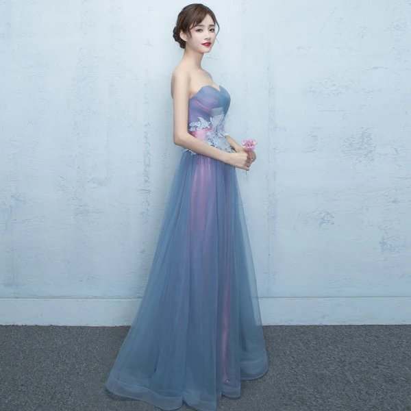 Fine Ballkjoler 2017 Gradient-Farge Prinsesse Lange Gripende Ruffles Kjæreste Uten Ermer Ryggløse Sash Appliques Blomst Formelle Kjoler