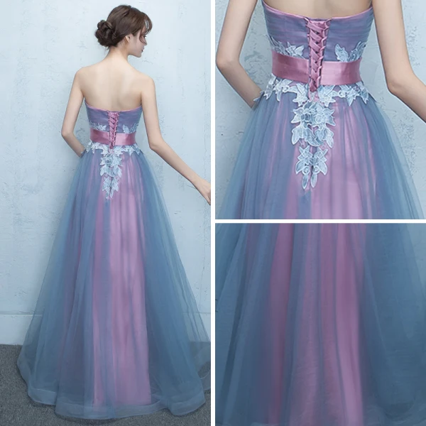 Fine Ballkjoler 2017 Gradient-Farge Prinsesse Lange Gripende Ruffles Kjæreste Uten Ermer Ryggløse Sash Appliques Blomst Formelle Kjoler