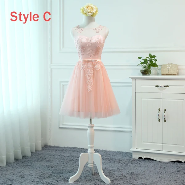Chic / Belle Perle Rose Transparentes Robe Demoiselle D'honneur 2018 Princesse Encolure Dégagée Sans Manches Appliques En Dentelle Noeud Ceinture Volants Dos Nu Robe Pour Mariage