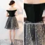 Modern / Fashion Dark Green Suede Party Dresses 2018 A-Line / Princess Amazing / Unique Off-The-Shoulder Short Sleeve Star Short Ruffle Backless Formal Dresses