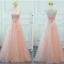 Chic / Belle Perle Rose Transparentes Robe Demoiselle D'honneur 2018 Princesse Encolure Dégagée Sans Manches Appliques En Dentelle Noeud Ceinture Volants Dos Nu Robe Pour Mariage
