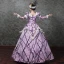 Vintage / Retro Medieval Ball Gown Prom Dresses 2021 Silver V-Neck Zipper Up Floor-Length / Long Long Sleeve Beading Crystal Rhinestone Handmade  Lace Satin Cosplay Prom Formal Dresses