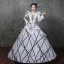 Vintage / Retro Medieval Ball Gown Prom Dresses 2021 Silver V-Neck Zipper Up Floor-Length / Long Long Sleeve Beading Crystal Rhinestone Handmade  Lace Satin Cosplay Prom Formal Dresses