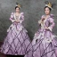 Vintage / Retro Medieval Ball Gown Prom Dresses 2021 Silver V-Neck Zipper Up Floor-Length / Long Long Sleeve Beading Crystal Rhinestone Handmade  Lace Satin Cosplay Prom Formal Dresses