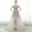 Luxury / Gorgeous Evening Dresses  2017 Champagne A-Line / Princess Chapel Train Scoop Neck Sleeveless Backless Lace Appliques Glitter Rhinestone Pierced Formal Dresses