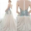 Luxury / Gorgeous Evening Dresses  2017 Champagne A-Line / Princess Chapel Train Scoop Neck Sleeveless Backless Lace Appliques Glitter Rhinestone Pierced Formal Dresses