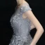 Chic / Beautiful Evening Dresses  2017 Grey A-Line / Princess Chapel Train Scoop Neck Sleeveless Backless Lace Appliques Flower Rhinestone Pierced Formal Dresses