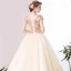 Chinese style Prom Dresses 2017 Champagne Ball Gown Floor-Length / Long High Neck Short Sleeve Appliques Flower Beading Sequins Formal Dresses