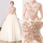 Chinese style Prom Dresses 2017 Champagne Ball Gown Floor-Length / Long High Neck Short Sleeve Appliques Flower Beading Sequins Formal Dresses