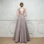 Chic / Beautiful Evening Dresses  2017 Grey A-Line / Princess Floor-Length / Long High Neck Short Sleeve Backless Pierced Appliques Flower Beading Pearl Formal Dresses